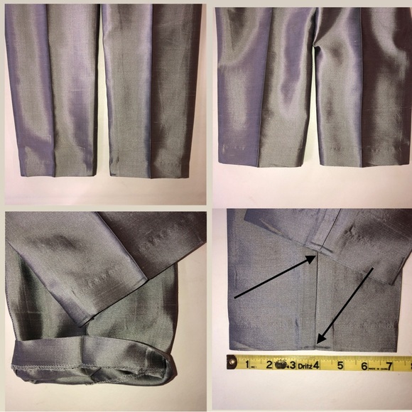 Vintage CARLISLE Silk Pantsuit Top Pants Belt Silver Gray (4) - Picture 16 of 17